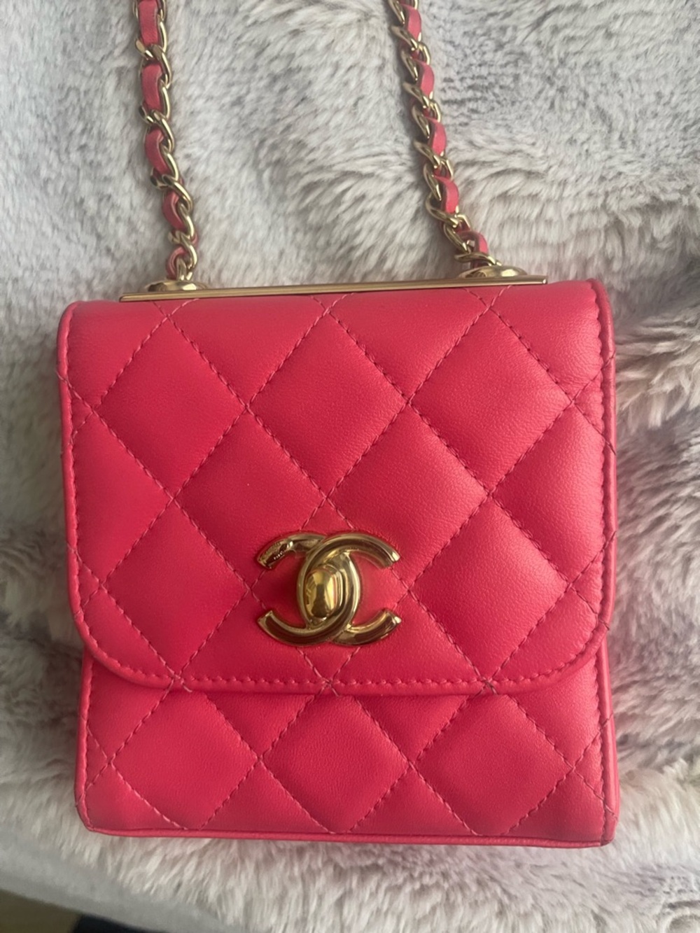CHANEL Pink Quilted Mini Shoulder Bag with Gold Hardware